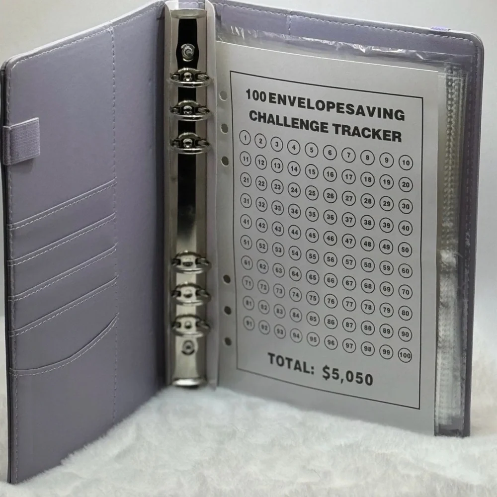 100 Envelope Savings Challenge Binder - Purple Budget Planner plus inserts